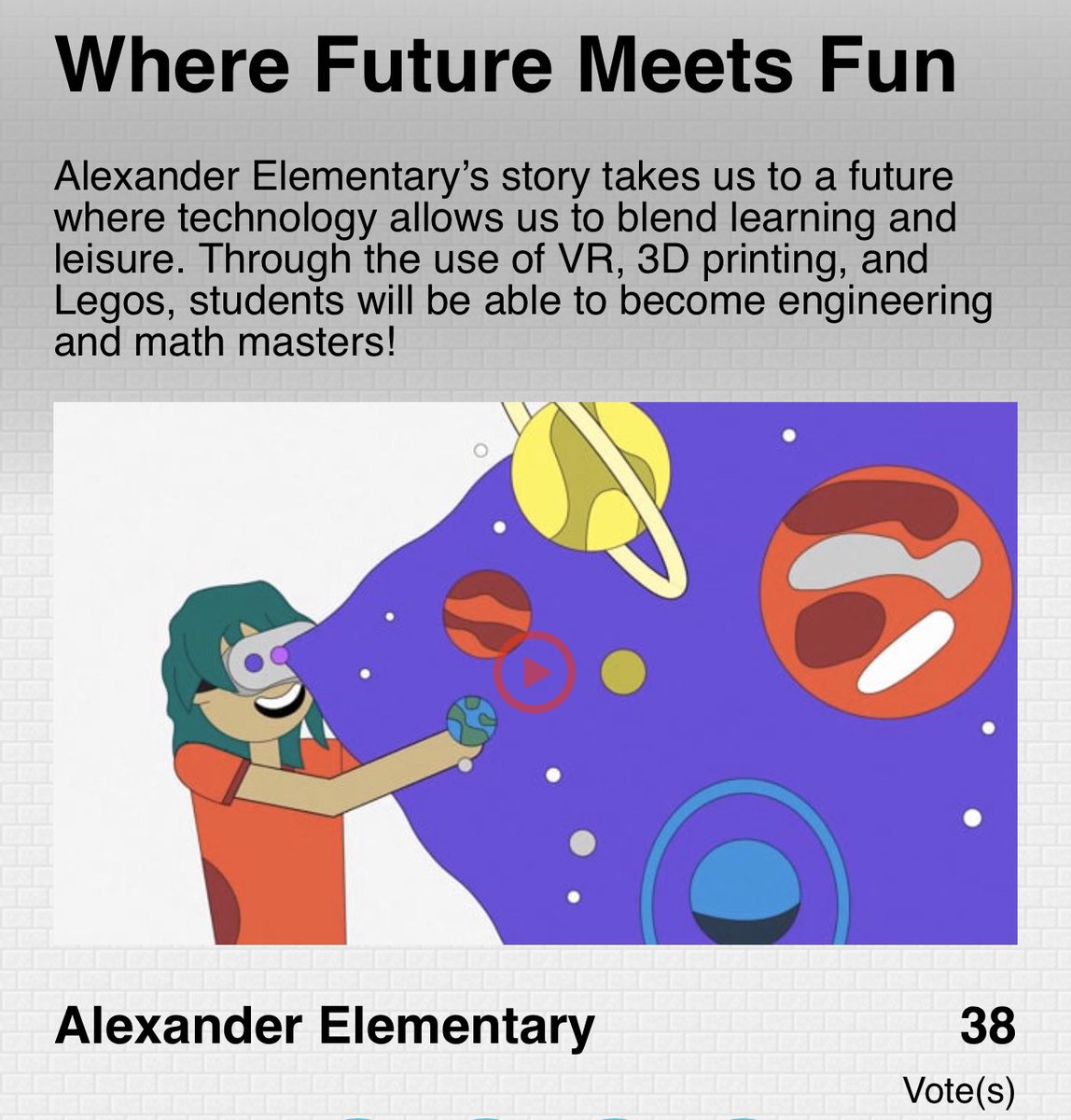 AlexanderLib's tweet photo. Check out @AliefISD @AlexanderLib awesome video from the Lenovo Traveling Storybook competition! Vote for @Alexander_AISD - the winning school gets $25,000 in #K12 tech upgrades! #LenovoTravelingStorybook #AliefLeads #AliefProud https://t.co/Qfd9eNhauD https://t.co/8fEb3kPoli