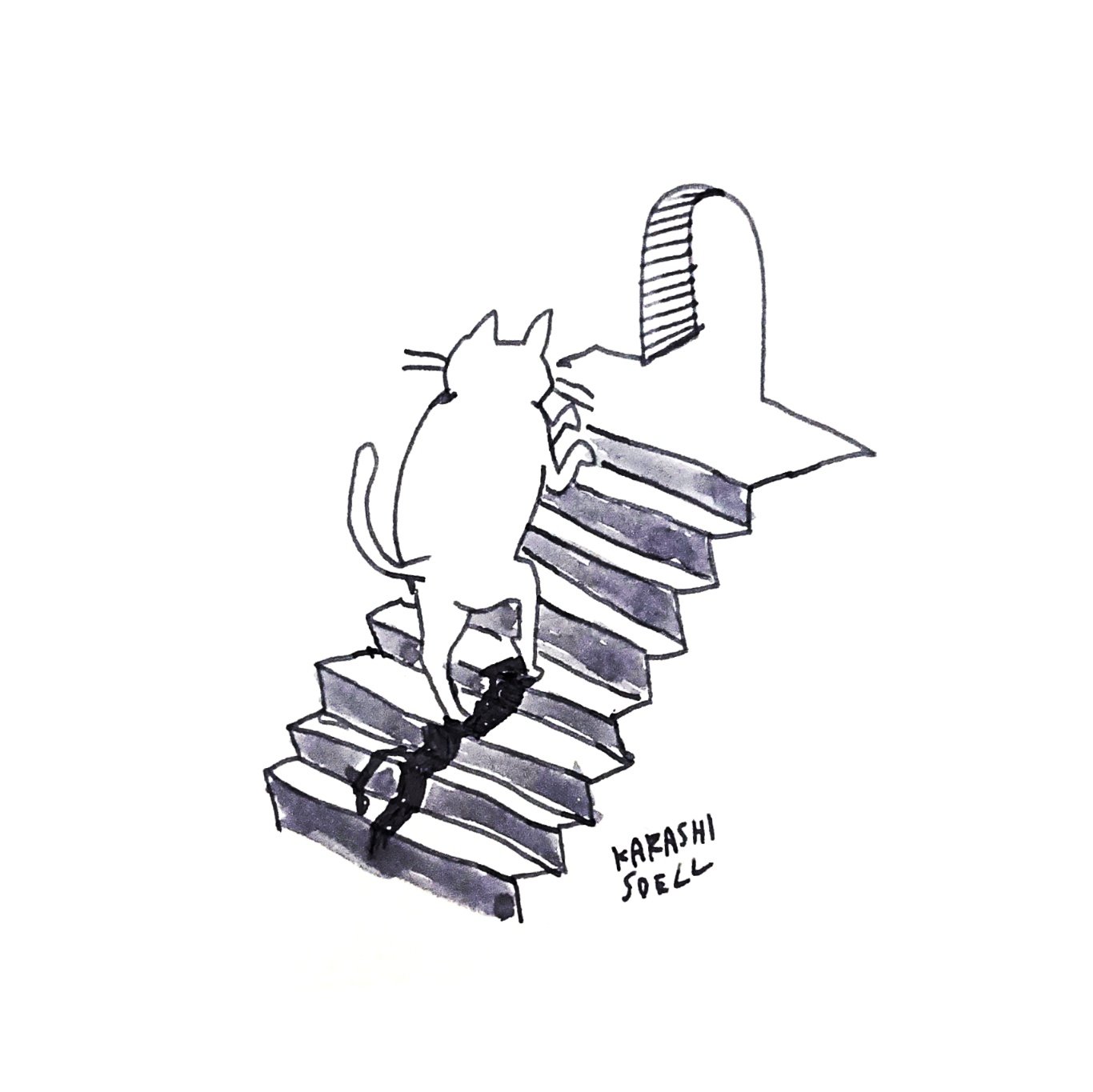 カラシソエル イラストレーター Twitterissa 今日のイラスト 階段をのぼる猫 今日のカラシイラスト T Co Ygaipfyufw Twitter