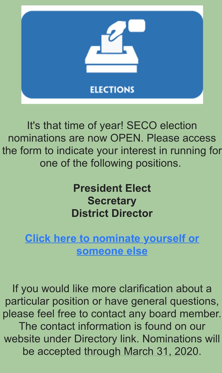 ThrivewithSECO's tweet photo. SECO 2020 Election nominations are now open! https://t.co/dFpNDgvpGl https://t.co/bHhVlHnp8s