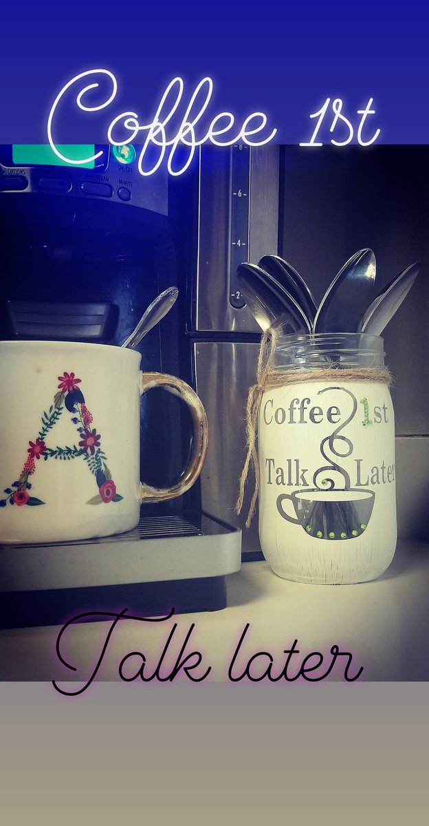 Our Coffee 1st Talk Later finished Jar is the perfect place to store those coffee spoons! #Coffee #love #crafting #art #craftkits #fun craftsinajar.com