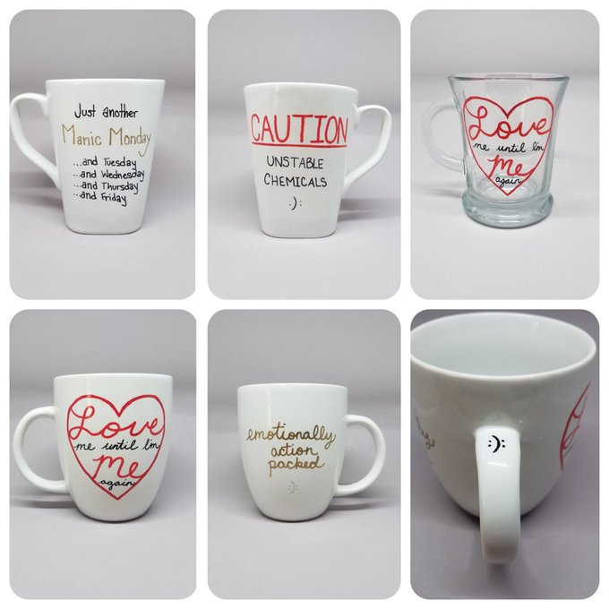 Picking up a project I put down a long time ago.   💟Bipolar mugs💟  If you are interested in purchasing<a href="/tag/bipolar"class="tags"><span>#bipolar</span></a>