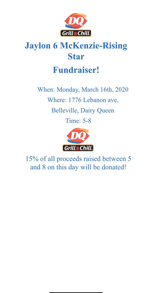 **Mark you calendars**  Dairy Queen Fundraiser will be held March 16th. 15% of all proceeds between 5 and 8 will be donated to the J6M Foundation.