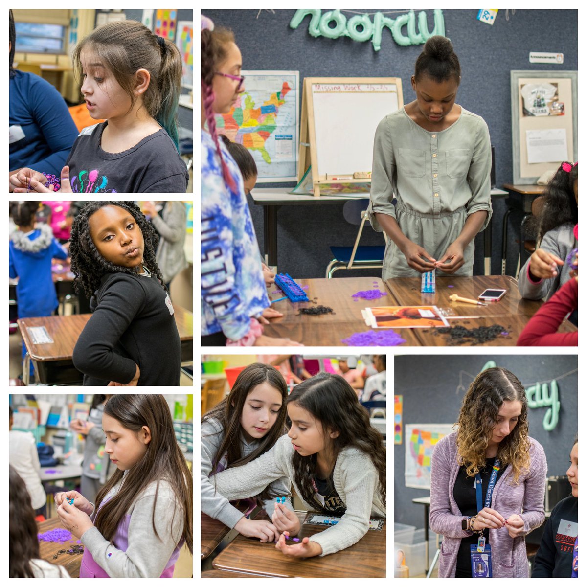 NoulaAngelos's tweet photo. One session from last nightβs Be-YOU-tiful event was bracklet making led by our amazing Miss Mejia and Mrs Hodges with her daughter (the real MVP) Trinity! #girlempowerment #beautiful @SunnysideD87 #KidsDeserveIt #buildingkindness https://t.co/7DeeUuJF23