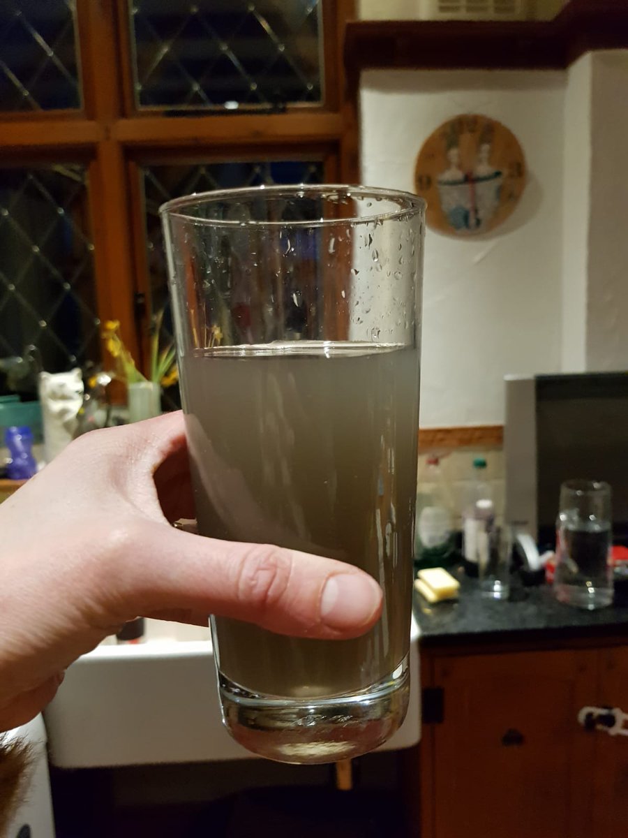 LouGebbett's tweet photo. @thameswater this is coming out my tap?? Help! Assuming it's not safe to drink.....but when will it be...&amp; surely those germs are going to be sitting in the pipes for a while? I'd rather not poison myself or my toddler - what should I do? 😱 https://t.co/YIdaptcSX9