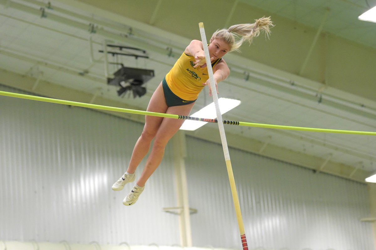 Redshirt freshman Blythe Ehrmantraut cleared a personal-best 12-05.50 (3.80m) in the pole vault at UND, tying for 9th-best in NDSU indoor history.