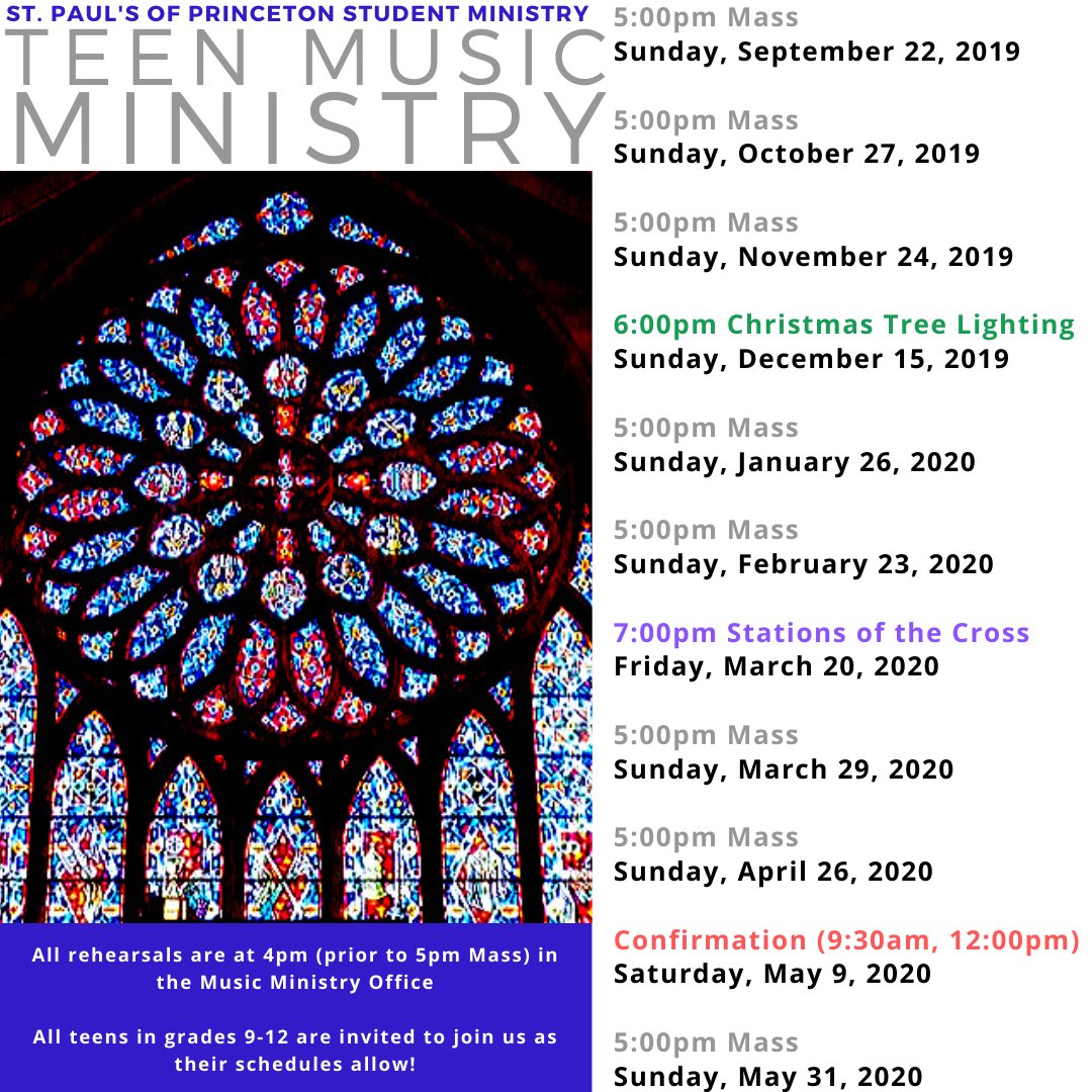 spstudmin's tweet image. Tomorrow is our next Youth Mass to be led in worship and song by our Teen Music Ministry. Join us in the choir loft! Rehearsal at 4pm in the Music Ministry Office, Mass at 5pm (and then game night to follow!). Hope to see/hear you there!
