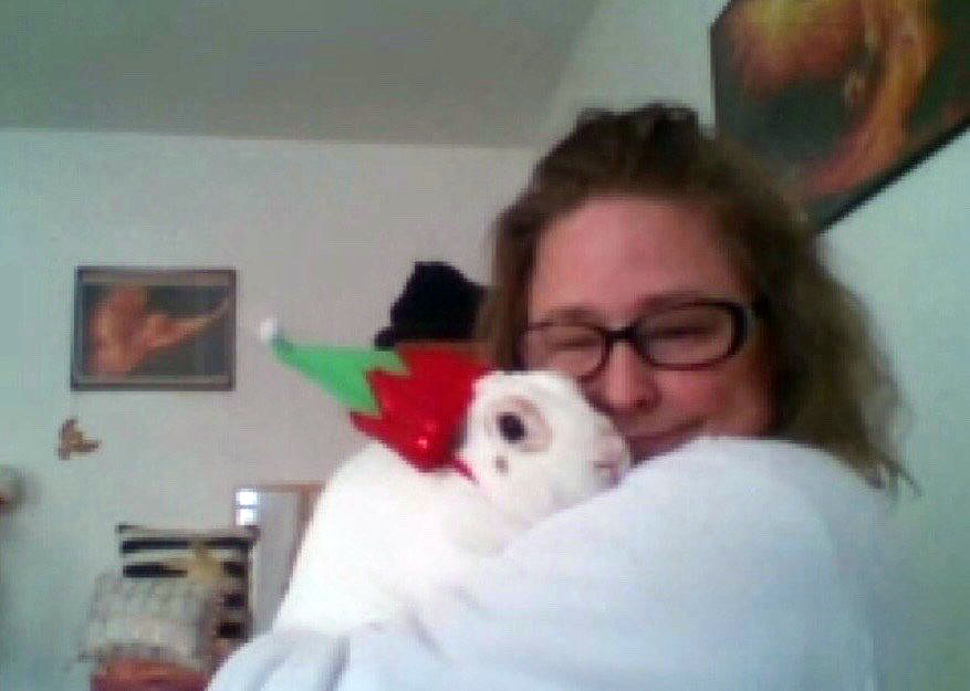 From this past Christmas: Me hugging my precious little guy! #Christmas2019
#CloverRex #rexrabbit #houserabbit #whiterabbit