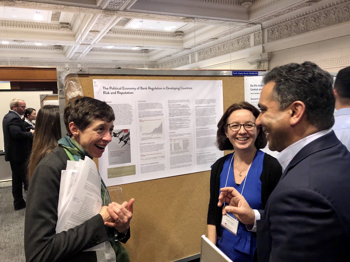 The_PEIO's tweet photo. @EmilyJonesBSG discusses her work on the politics of banking regulation in developing countries with @thwillow and Raj Desai #PEIO2020. https://t.co/6fOQCo2BnG