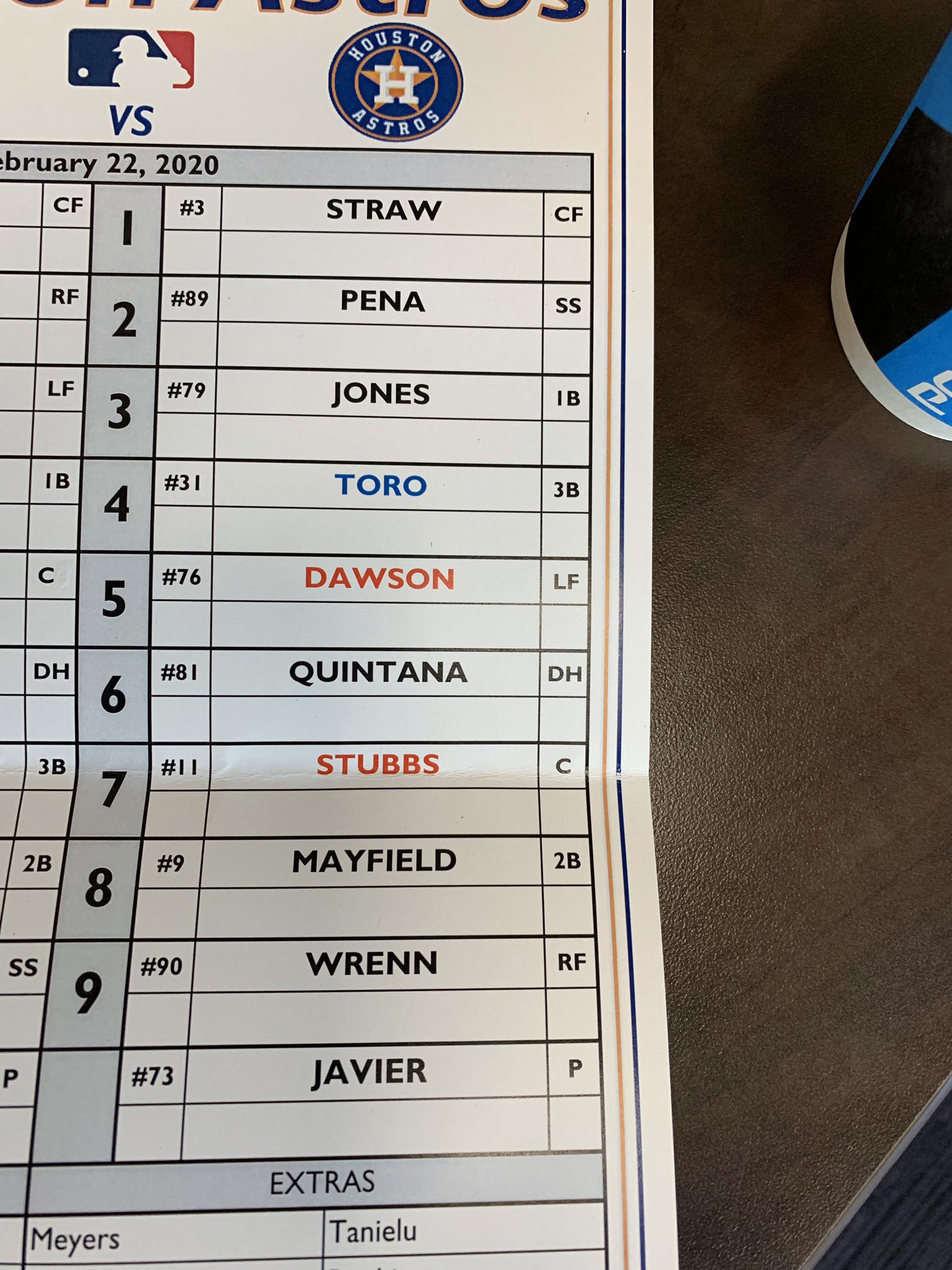 Astros lineup