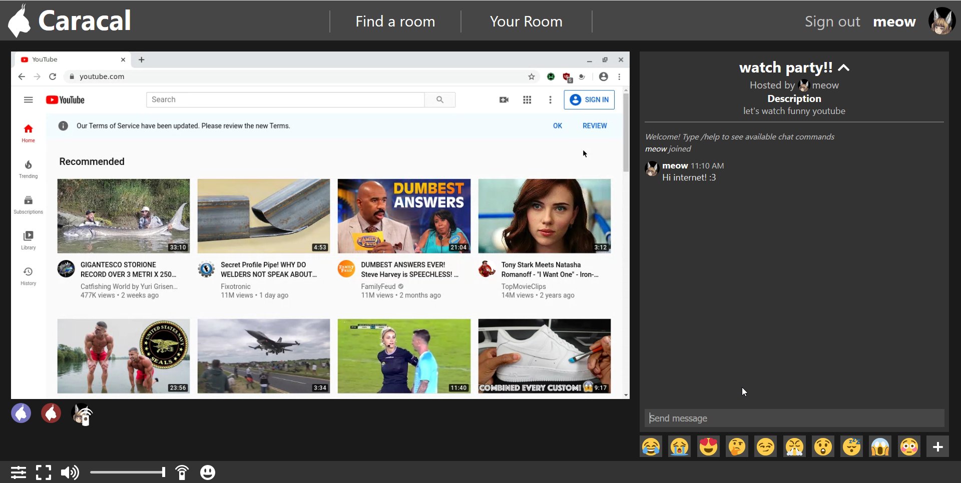 caracal_club on X: Caracal lets you browse the web and watch videos inside  a virtual machine with your friends! Let's movie night 😻  t.coT0xE6JU3hO t.coNMMnXOzGin  X