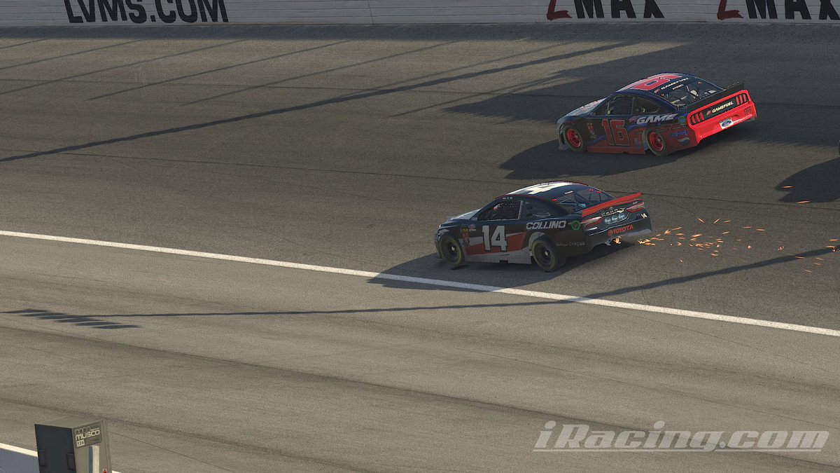 BenderBieger's tweet photo. They say there's a first time for everything. Well, I blew a tire for the first time ever...right in front of the leaders. But the 62 could recover and finish in P16 at Vegas #NASCAR @iRacing Series https://t.co/PZVegki8P7