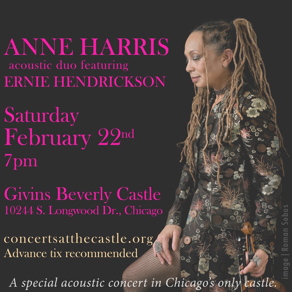 anneharrismusic's tweet photo. Hey Chicagoland!! I'm playing a special acoustic duo show tonight with @EHendrickson1 at Chicago's only castle. Come on out and hang. #livemusic #acousticmusic #livelocalmusic #fiddlechick https://t.co/CkTNEPeCcv