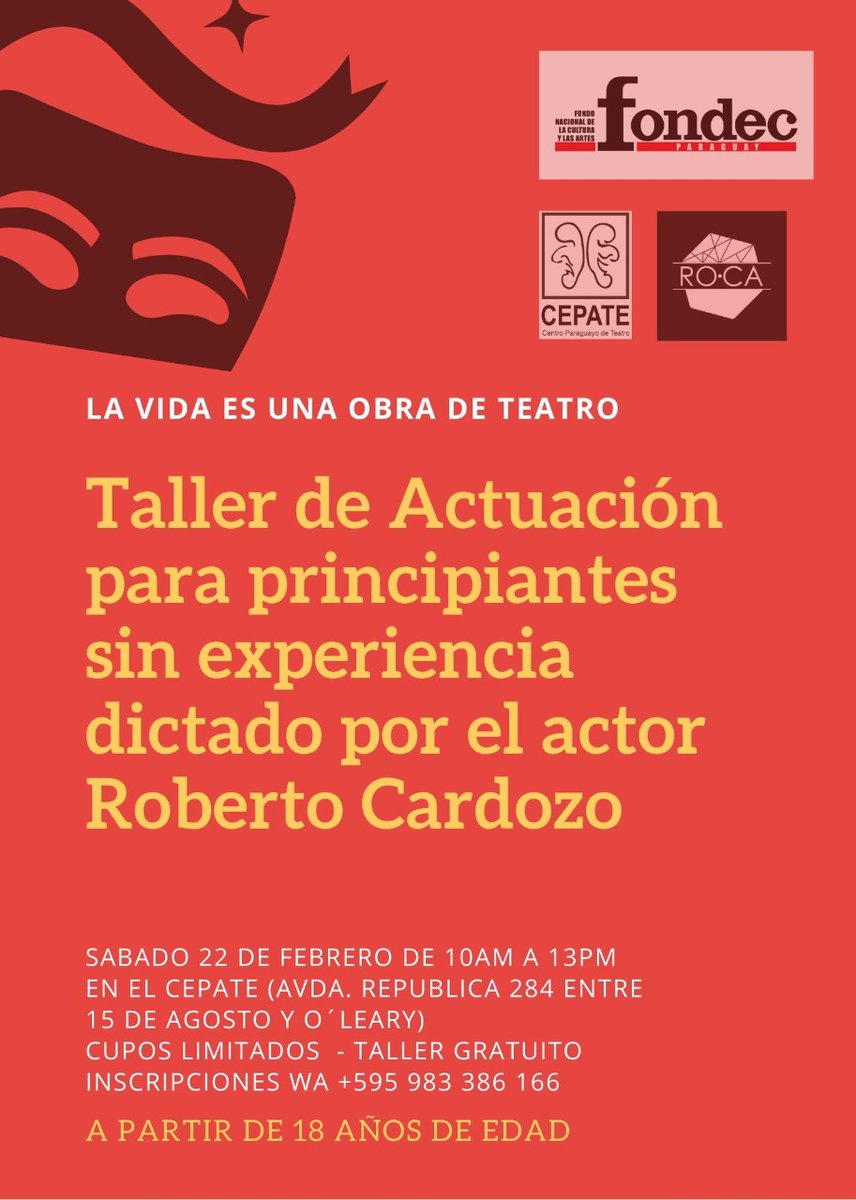 RobertoactorPy's tweet photo. Linda experiencia en la casa del #CEPATE con el Taller de Actuación para Principiantes dictado por @RobertoactorPy en contrapartida del apoyo del #FONDEC a la #semanadeteatro https://t.co/OClWQiKyxH