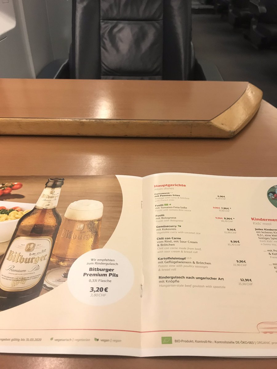 Big fan of the Deutche Bahn on-train menu, €4 for a pint of Weissbier is pretty good