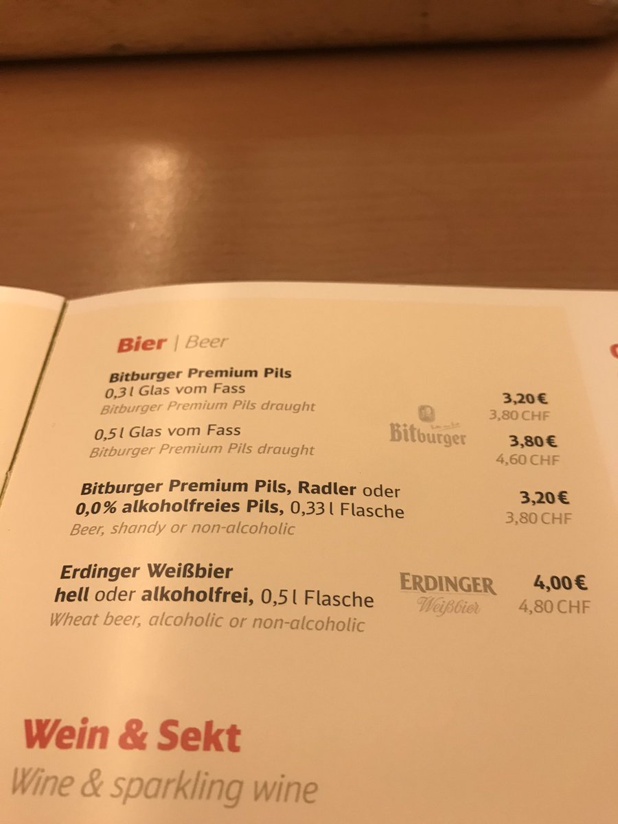 Big fan of the Deutche Bahn on-train menu, €4 for a pint of Weissbier is pretty good