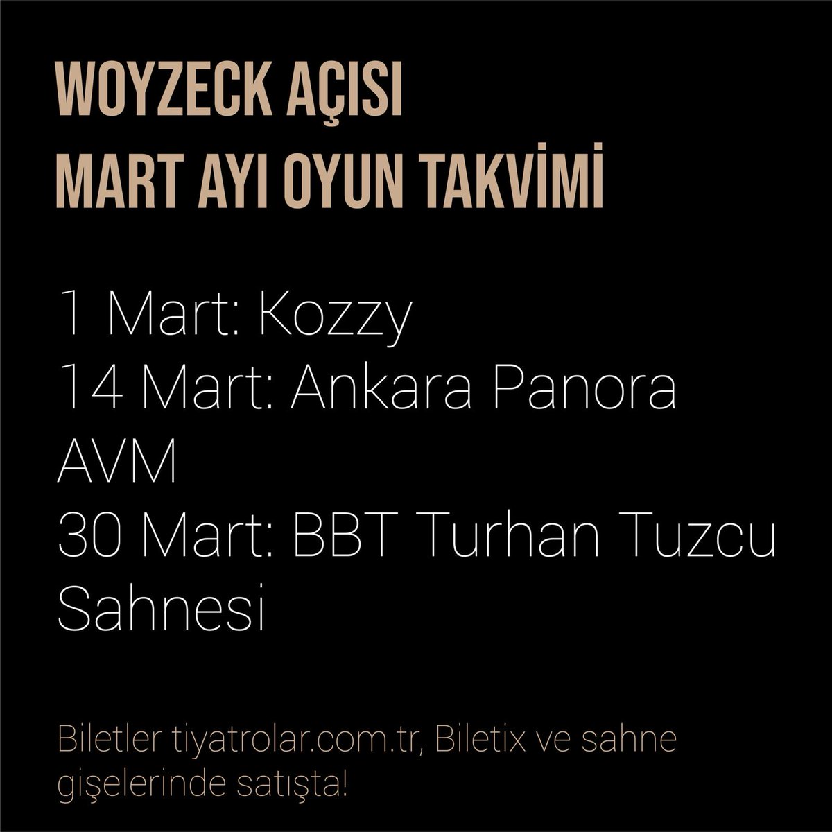 Woyzeck Açısı Mart programı. Biletler <a href="/tiyatrolarcomtr/">tiyatrolarcomtr</a> <a href="/Biletix/">Biletix</a> ve sahne gişelerinde...
#woyzeckacisi #hedoneart #tiyatro #ekip #performance #sahne #sanat