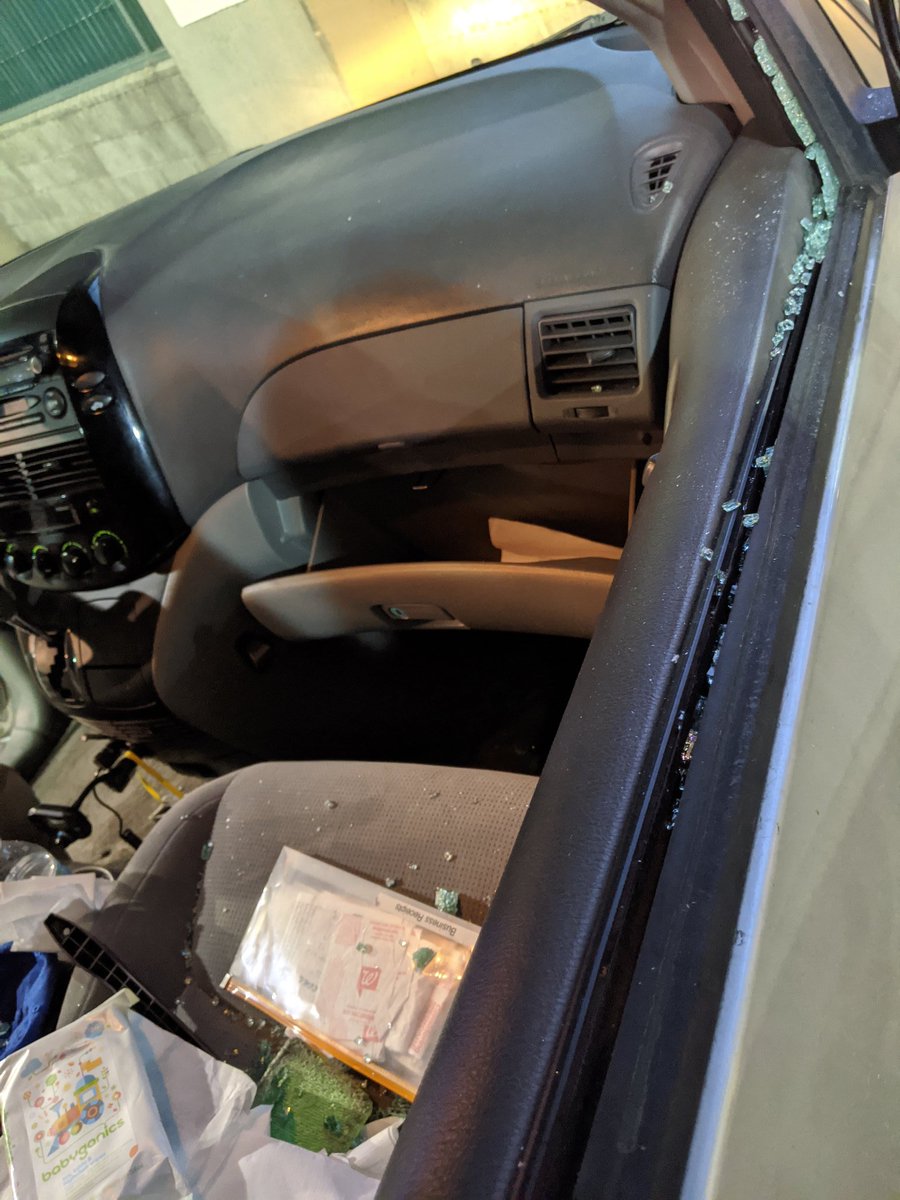 aleeeshuh's tweet photo. @SFBART Last Friday my MINI VAN was broken broken into. I was left with a broken window and a rummaged glove compartment. What steps is BART taking to mitigate thieves breaking into our cars? We pay for parking everyday and now some of us have to for a window replacement. https://t.co/iQ9PxJmGtF
