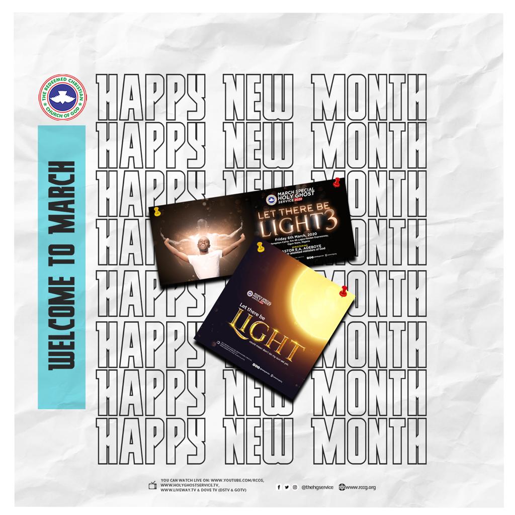 TheHGService's tweet photo. Welcome to the month of March.
In this new month, you will march into greatness and the light of God will brighten up every dark area of your life in Jesus Name.
Have a fruitful and memorable one!
Happy New Month!
God bless you!
#EAA78 #LetThereBeLight3 https://t.co/X1H3bkk8vi