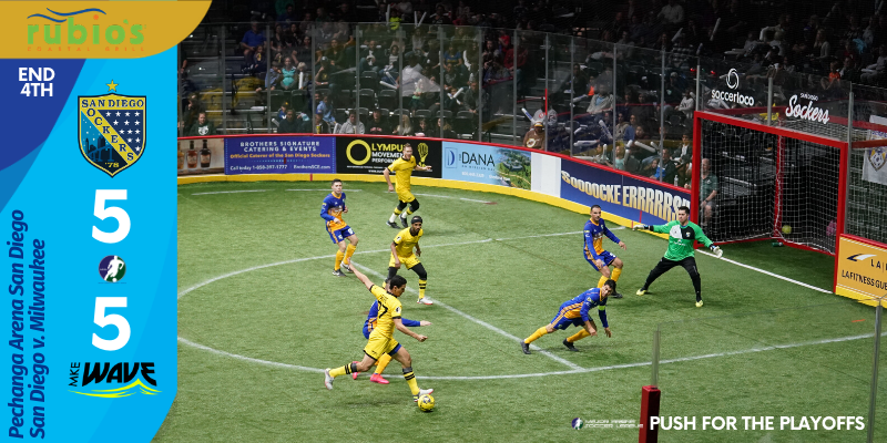 SanDiegoSockers's tweet photo. End 4th I @RubiosTweets 
@SanDiegoSockers 5 - 5 @MilwaukeeWave 

Going to OT!

#SDvMIL https://t.co/YpB0AhVz4w
