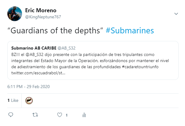 KingNeptune767's tweet image. When the one like you get is the legendary #Type209/1300 @AB_S32 :)

No better way to start #SubSunday. 

hisutton.com/Venezuelan_Nav…