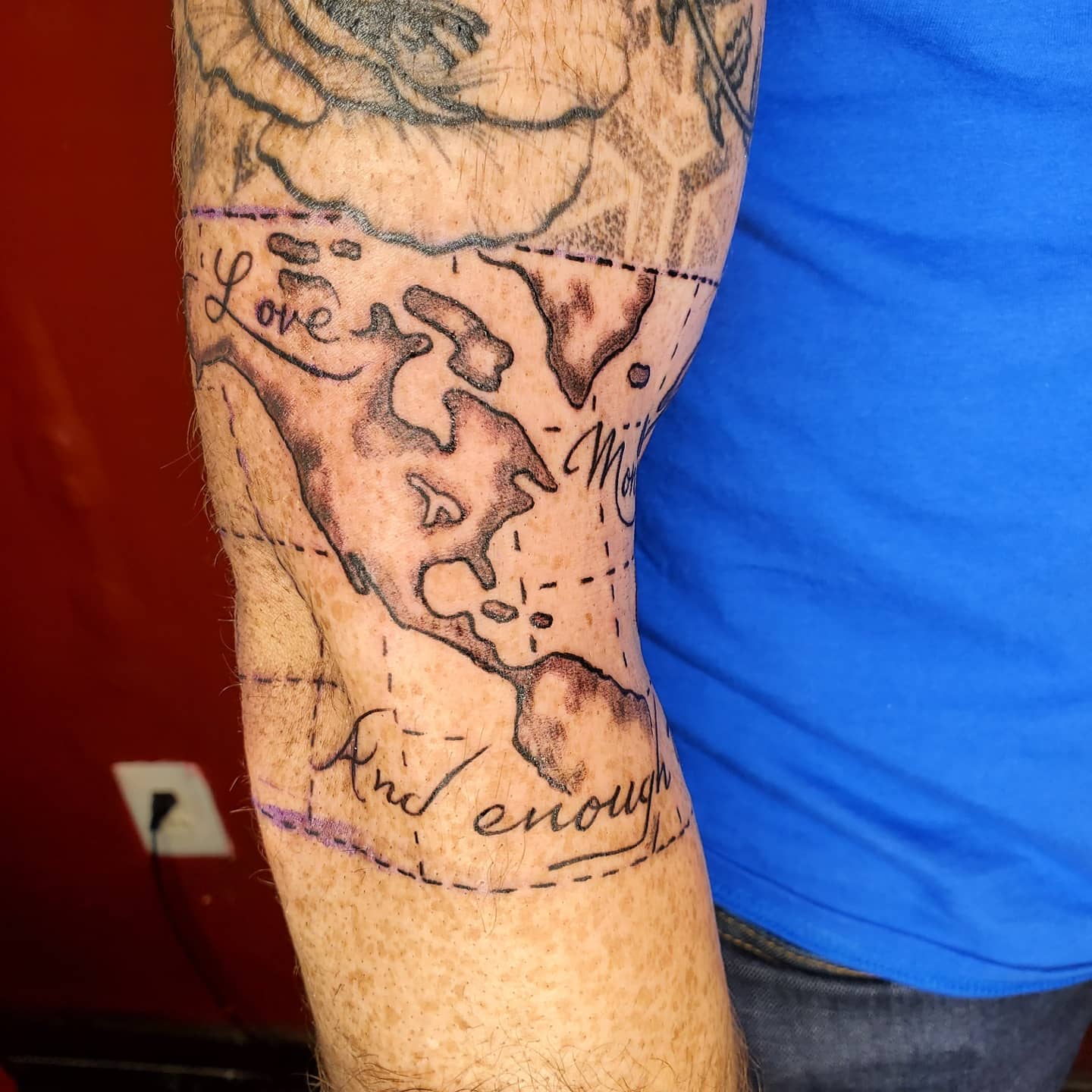 Small world map tattoo on the forearm  Tattoogridnet