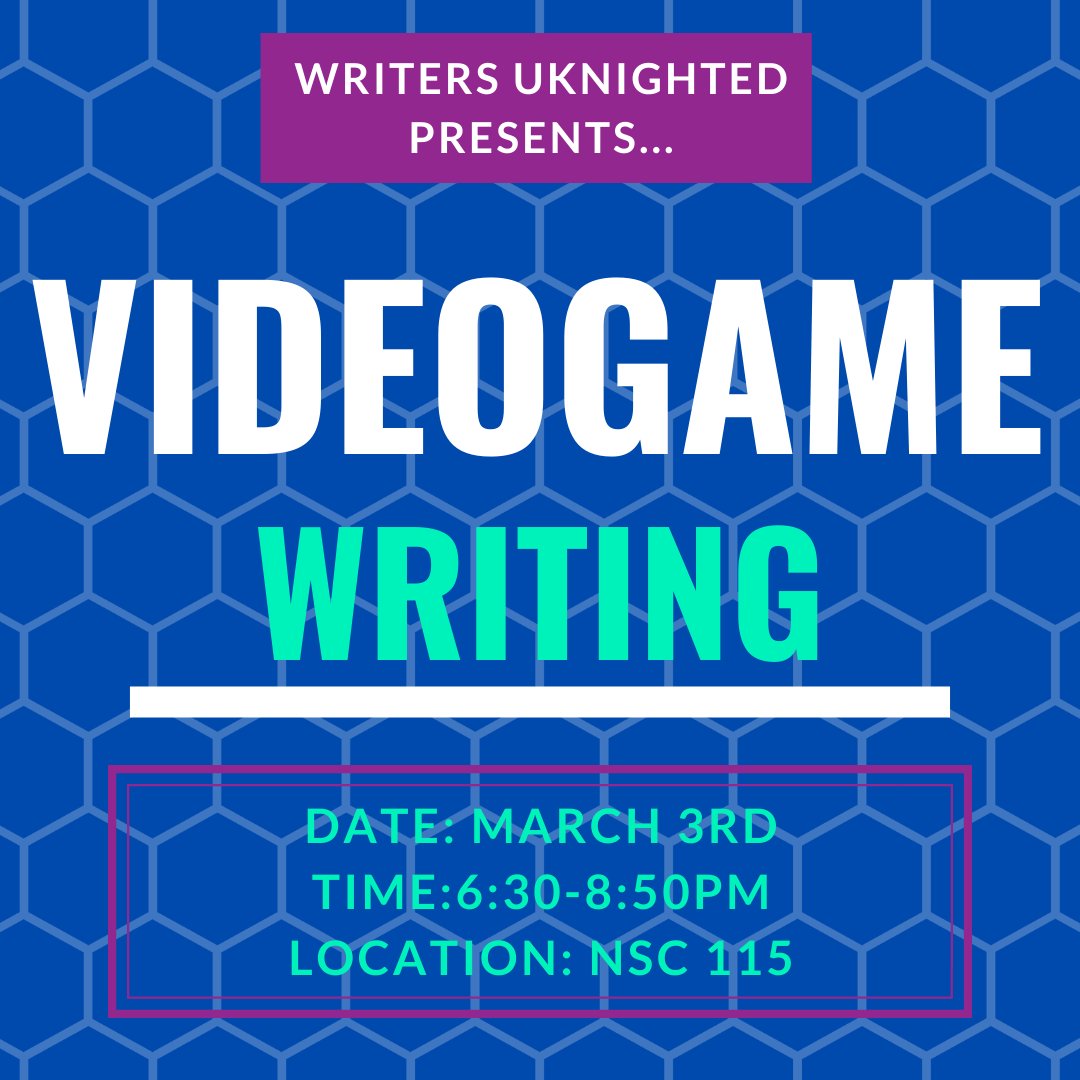 Hey, writers! Want to learn the basics of writing interactive storytelling? Come on over to NSC 115 and find out!

Also, don't forget that you have until March 3rd to submit to our anthology. If you have any questions, please email us at writersuknighted@gmail.com.🤓