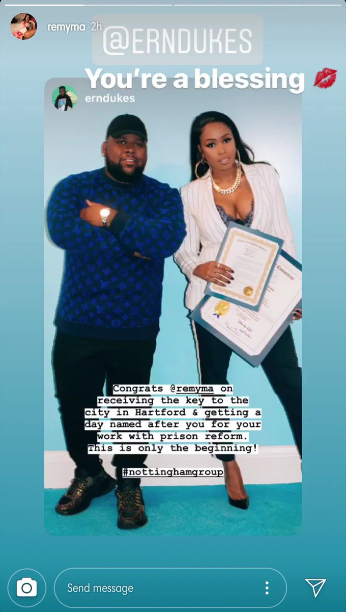 PETTIESTPREMY's tweet photo. 𝗝𝗨𝗡𝗘 𝟮𝟬𝟭𝟵
(June 10th) Remy Ma was honored with the #100WomenOfColor Award for using her platform in respects to prison reform, voter registeration & wonen's rights. "Remy Ma Day" is an official day in the state of Connecticut & she received the city key to Hartford, CT. https://t.co/voaK89jJ7s