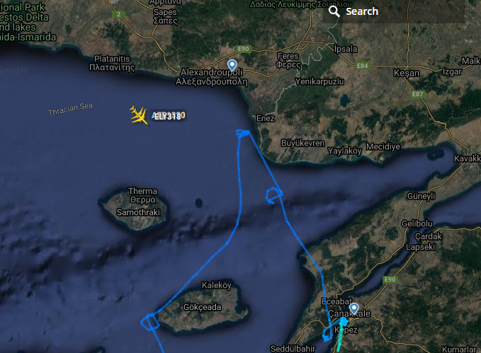 NTriantis's tweet photo. #Turkish UAV with call sign #TCB801 20 Km from Alexandroupoli city (one hour ago) near the #Evros river outfall possible looking for immigrants activities. https://t.co/1GIRdA6qEW