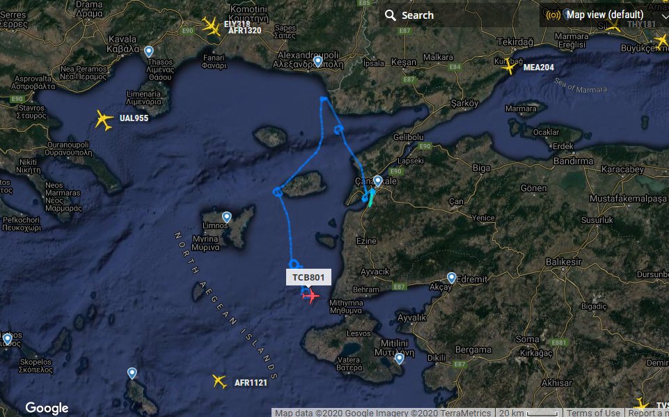 NTriantis's tweet photo. #Turkish UAV with call sign #TCB801 20 Km from Alexandroupoli city (one hour ago) near the #Evros river outfall possible looking for immigrants activities. https://t.co/1GIRdA6qEW