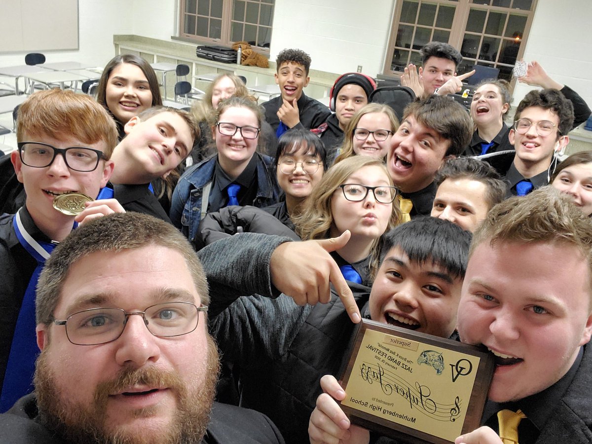 Nathan_Mohler's tweet photo. Superior rating and two soloist awards. Ryan Neuheimer on drum set and Gracie Morales on Bari Sax. Proud director tonight!!!! #GoMuhls https://t.co/n37oge8a0P