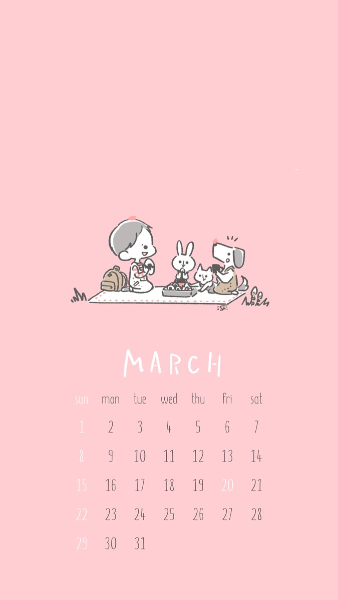 お待たせしました 3月の壁紙カレンダーできました 今回は春らしい色になっておりま いしかわひろこ 筋肉ゼロでもできるズボラゆるトレ 毎週火曜更新中の イラスト