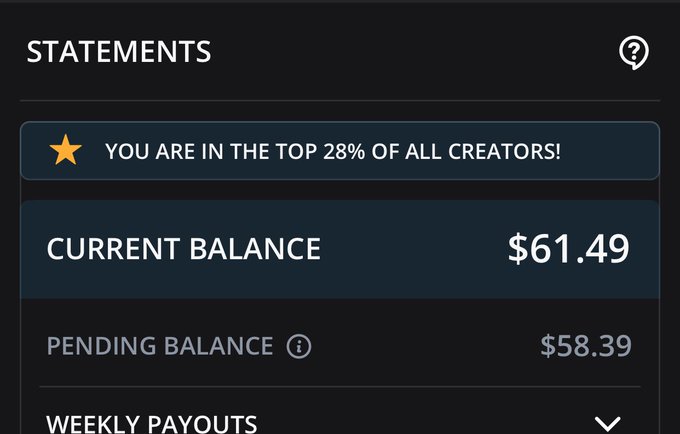 Ending my first month of OnlyFans in the top 28%. Might not be much now but when I start making real