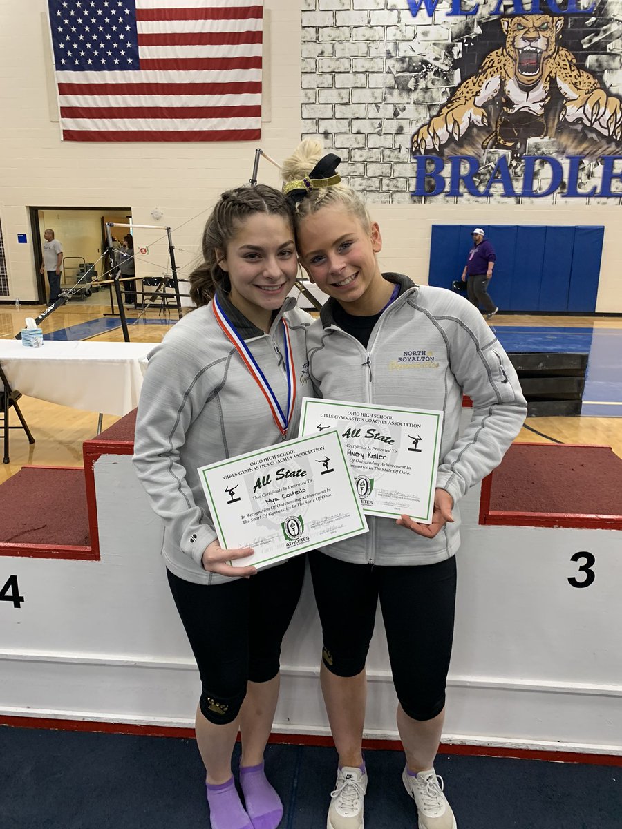 3-time members of the ALL-STATE TEAM!!! Their absolute love for this sport and dedication to the team shine so bright.  We love you!!! #myaandaveryslastadventuretogether #averyisnotallowedtograduate #goingoutinstyle #herecomestheboom #allstate #queens #ohsaa2020gymstates
