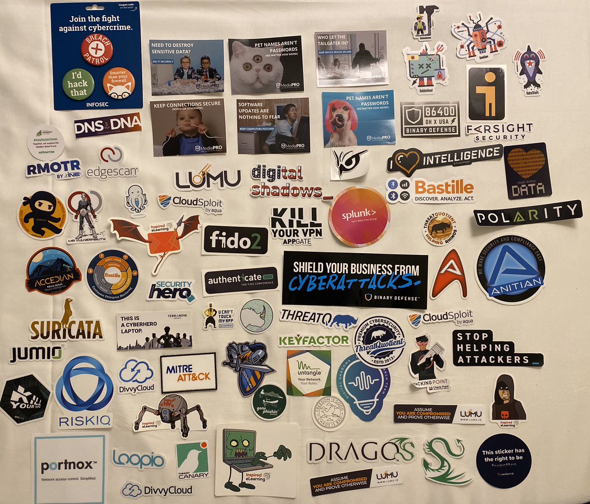 utollwi's tweet photo. As always there were good stickers and bad stickers at #RSAC But it was fun to meet you all #RSAC2020 #DieCutIsAMust #B2B #B2D https://t.co/LFQrgzYGQv