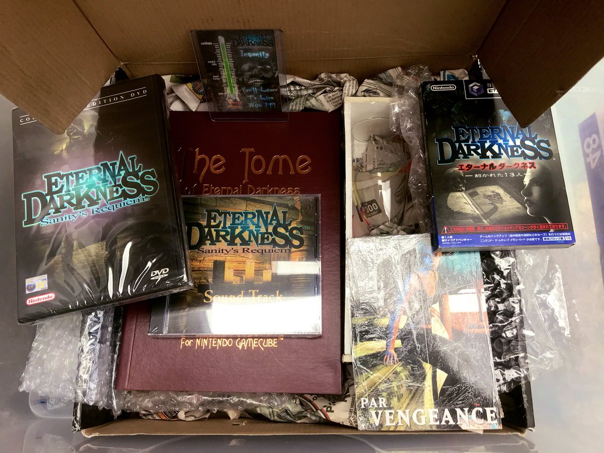 WeirdAndRetro's tweet photo. And when I say I’m a BIG fan of #EternalDarkness I mean BIG fan! ;D #GameCube #PressKit #Promo #DeveloperGift #OST #Variants https://t.co/t6z1160lt2