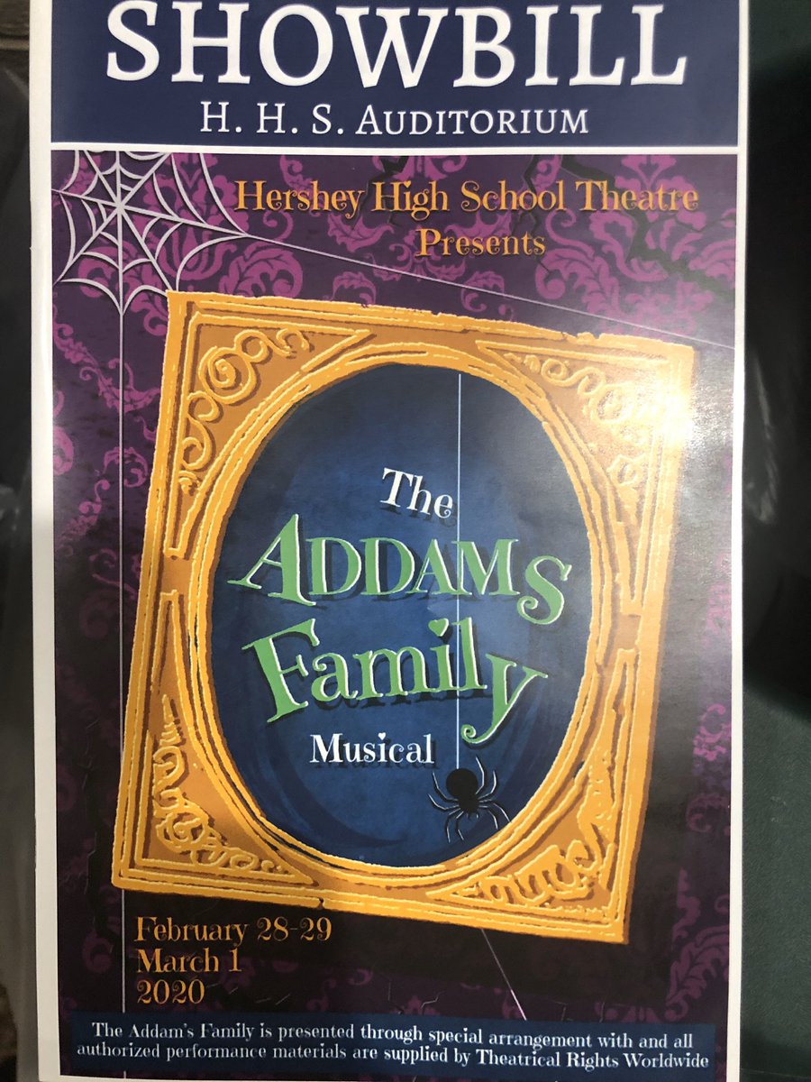 Peter_Ebert's tweet photo. Packed house tonight at Hershey High School’s The Adams Family Musical.  Great job to all those involved!!!!  #hhslearning @DTSDnews https://t.co/NEwB99Yp5d