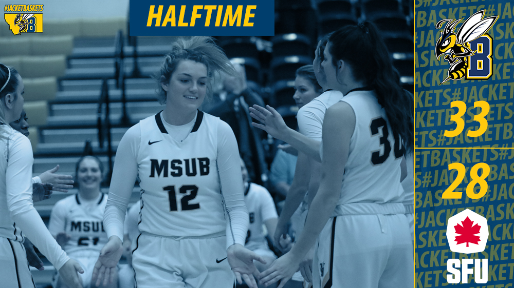 MSUBWBB's tweet photo. 🏀HALFTIME | MSUB -33 , SFU -28...Montague with 7 pts, 6 Rebounds in the first half. 'Jackets shooting 35-percent. #JacketBaskets #GNACWBB https://t.co/PsyRH30i3K