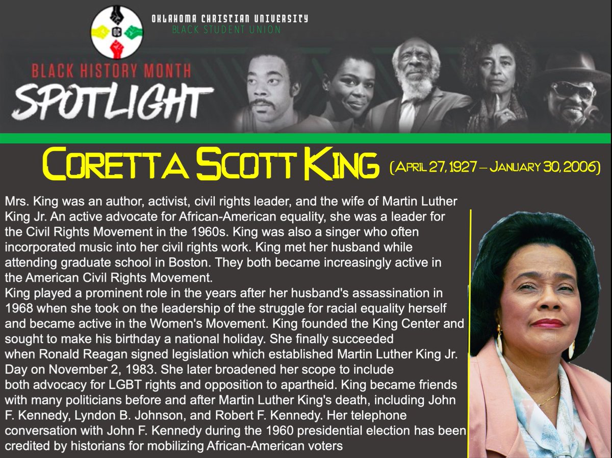 Though it is another #blackhistorymonth in the books...we are using today’s #blackhistorymonthspotlight to go out on a royal bang!!!! Checkout the life of the Mrs.Coretta Scott King!