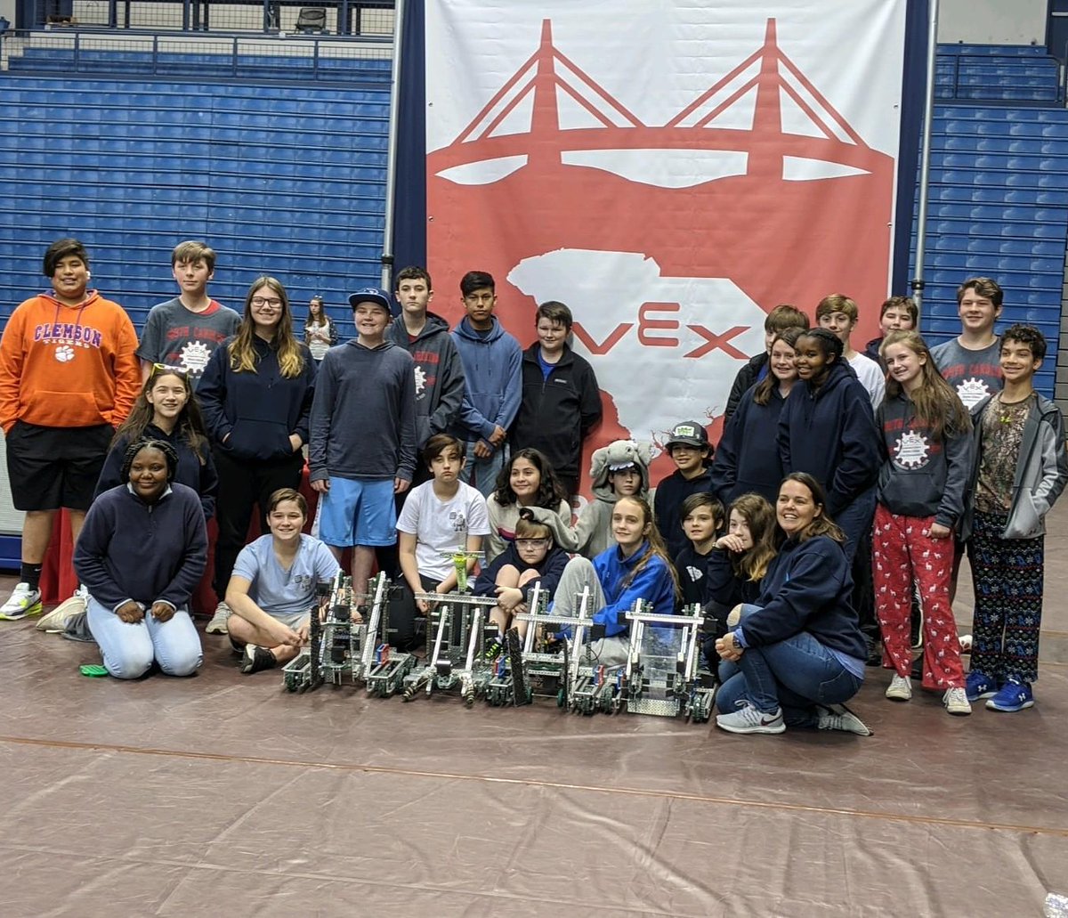 SevierMiddleSC's tweet photo. So proud of all our VEX Robotics teams for making it to State.  Congrats to 8 Bit Dinos, won the Excellence Award and qualifying for Worlds! https://t.co/SAF7Szjjwa