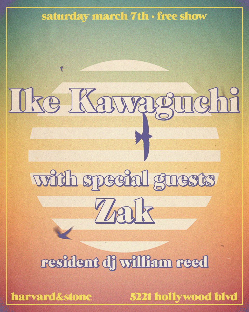 ikekawaguchi's tweet photo. Playing next week at @HarvardandStone March 7th in East Hollywood. New music. Good vibes #emofunk https://t.co/iIydfKDg0J