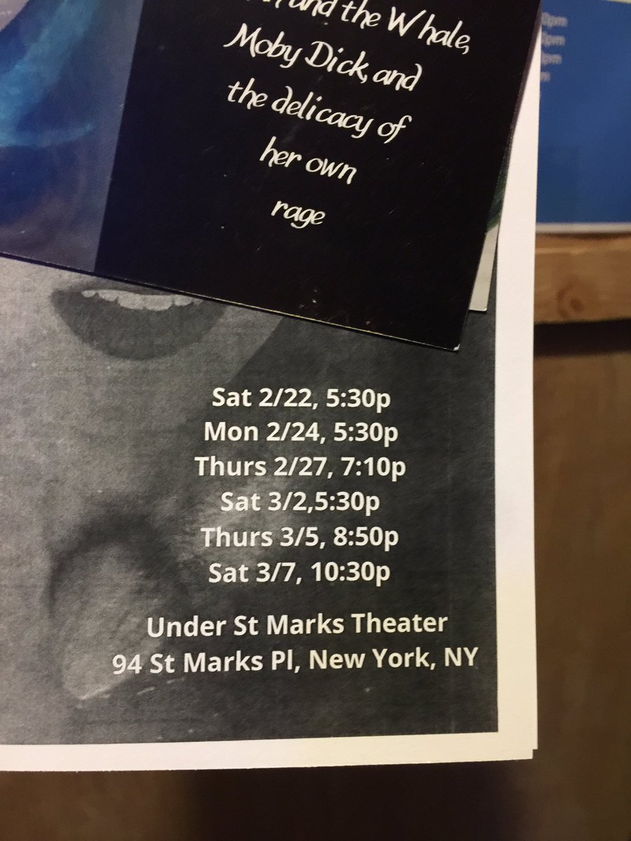 Just watched Cetology <a href="/UnderStMarks/">Under St. Marks</a> as per of <a href="/FRIGIDNewYork/">FRIGID New York</a> catch the next shows Feb 24th 530pm, 27th March 2nd 530pm 5th 850pm &amp; 7th 1030pm www. Frigid.nyc for tickets and more info #eastvillage #newyork #newyorktheatrefestivals #frigid #frigid2020