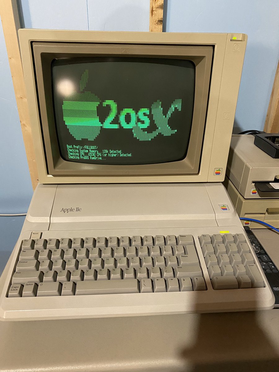 kylew01's tweet photo. #A2osX running on the IIe and IIgs. Closest thing I’ve seen to a modern Unix-like is! Now if I can just figure out how to get the #WiModem232 working with it... https://t.co/yMhyt8N53O