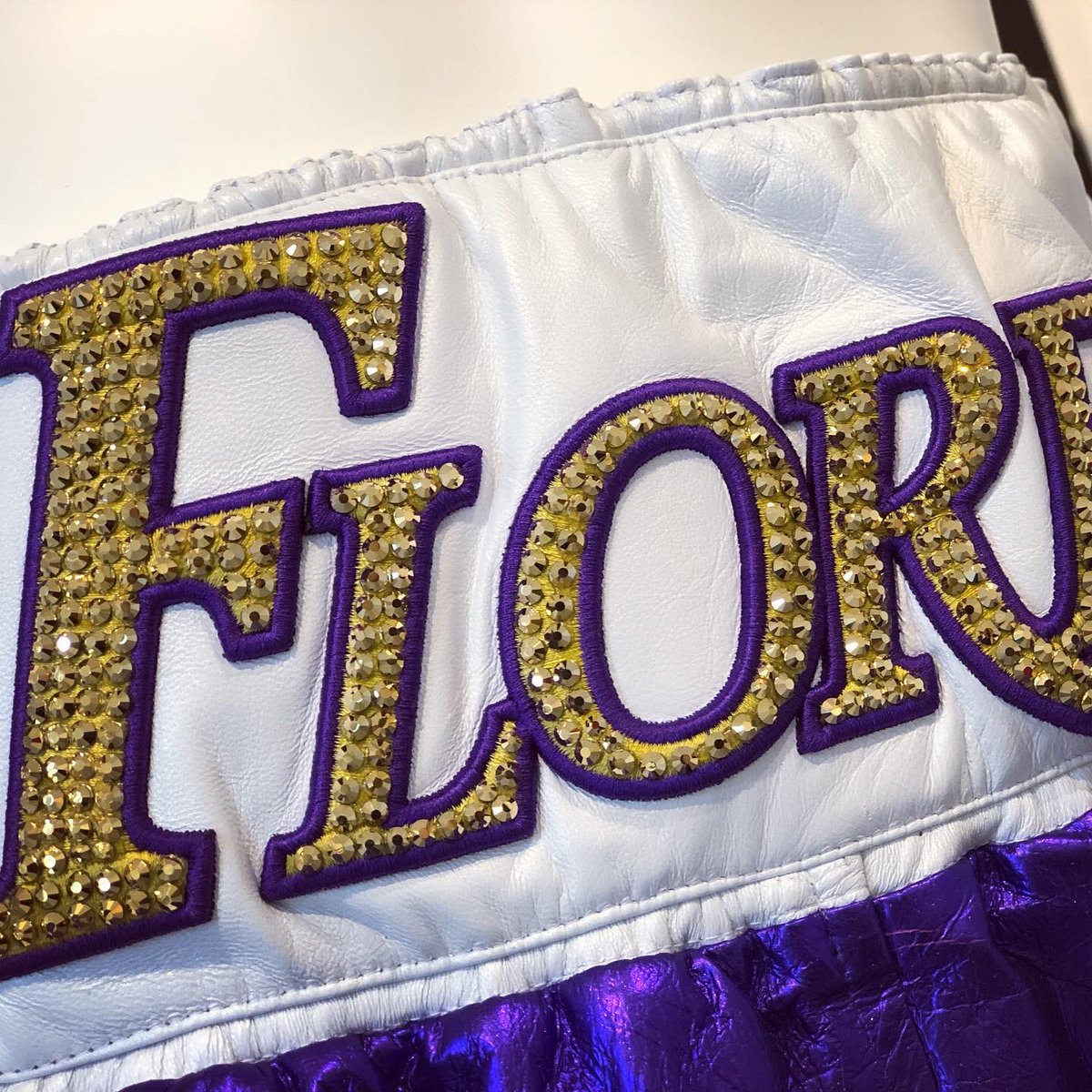 FightLabel's tweet photo. G I G I π @G_Squad_Nation making a beautiful tribute to Gigi and Kobe Bryant #24 #8 #2 #FuryWilder #WilderFury #GabrielFlores #GabrielFloresJr #LasVegas #Boxing #Vegas #Boxeo #FightNight #Lakers #Kobe #BoxingShorts #BoxingTrunks #Leather #Luxury #Swarovski #FightLabel https://t.co/ec3LKhQAAO