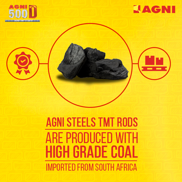 AgniSteels's tweet photo. #AgniSteels #Advanced #500DTMTRods are manufactured using #highgradecoal imported from #Southafrica contributing the #ultra quality and strength to our #TMTRods
#Agnitmtrods #tmtbars #TMTSteelRod #construction #SteelIndustry #benifts #Agni500D https://t.co/zceB8JKqUC