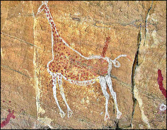 Prior to the desertification, the Prehistoric Africans of the region were primarily Hunters-Gatherers. They depicted themselves in rock art, hunting animals such as Gazelle, Giraffes & other animals which can no longer be found in North Africa.