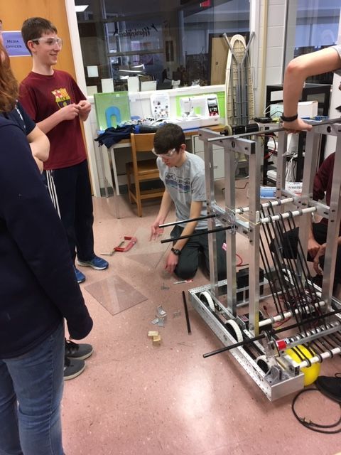 It's been a productive week here at the Hudson High School Makerspace! The electronics are assembled, the intake is done, and the hanging mechanism is almost finished! Looking forward to our competition next week in Dayton! #ExplorerPride #InfiniteRecharge #omgrobots
