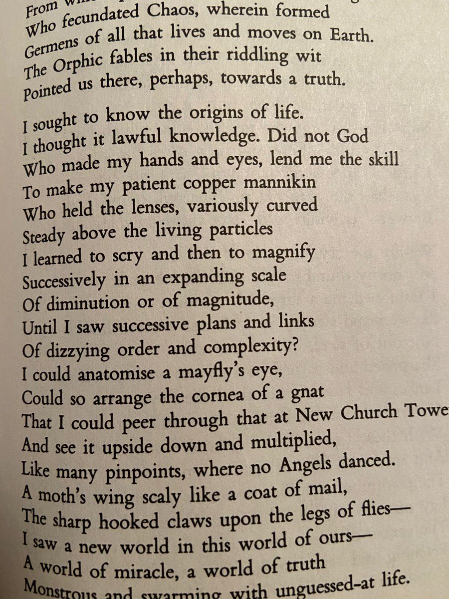 C4COMPUTATION's tweet image. Stanzas from A.S. Byatt&apos;s tour de force, Swammerdam—a poem written by her character, R.H. Ash w refs to individuality, collective behavior, perspective + origins + laws of life. 

Great Galileo with his optic tube
A century ago, displaced this Earth
From apprehension&apos;s Centre,