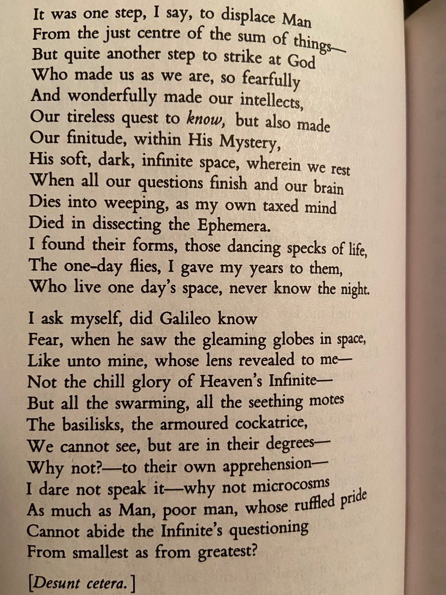 C4COMPUTATION's tweet image. Stanzas from A.S. Byatt&apos;s tour de force, Swammerdam—a poem written by her character, R.H. Ash w refs to individuality, collective behavior, perspective + origins + laws of life. 

Great Galileo with his optic tube
A century ago, displaced this Earth
From apprehension&apos;s Centre,