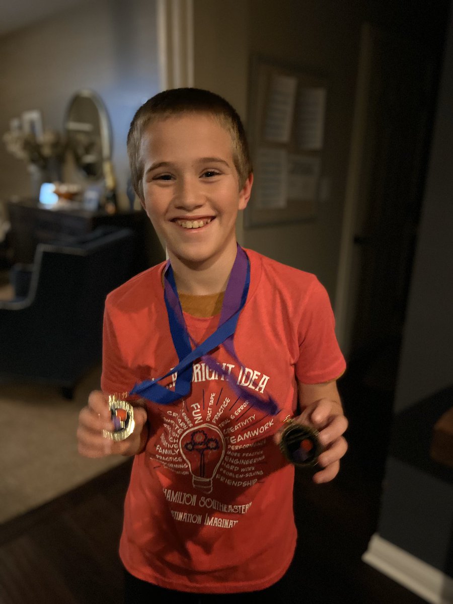 Outstanding day for Ethan and his Destination Imagination team. What an awesome experience with so many lessons on teamwork, ingenuity and grit. Go @FCI_Falcons River Pebbles! Thanks to all the team leader volunteers &amp; those at <a href="/HSESchools/">Hamilton Southeastern Schools</a> who make this happen. 👏🏻👏🏻👏🏻