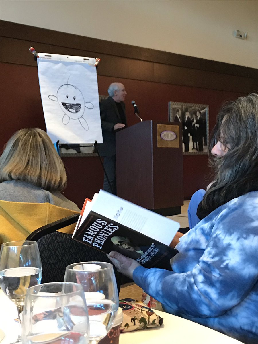Brianna_DuMont's tweet photo. I can draw! Group lesson today at Anderson’s Breakfast 2020. Yes, that’s Louis Sachar talking. See #famousphonies ? @AndersonsBkshp #andersonsbooks #indie #einstein #changedhistory https://t.co/shFwEdmNI1